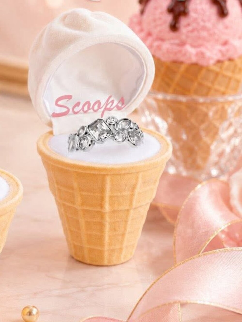 Park Lane Cluster CZ Multi Cut Scoops Ring